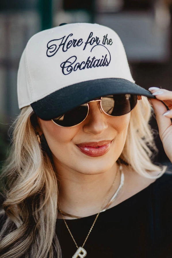 Here For The Cocktails Trucker Cap | Black