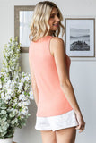 Pointelle Button Front Tank Top | Coral