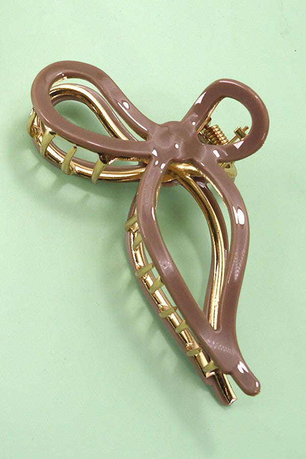 Acetate/Gold Bow Hair Claw | Brown
