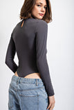 Butter Soft Mock Neck Long Sleeve Bodysuit | Charcoal