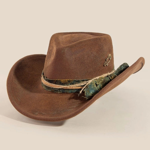 Distressed Western Cowboy Hat | Dark Brown