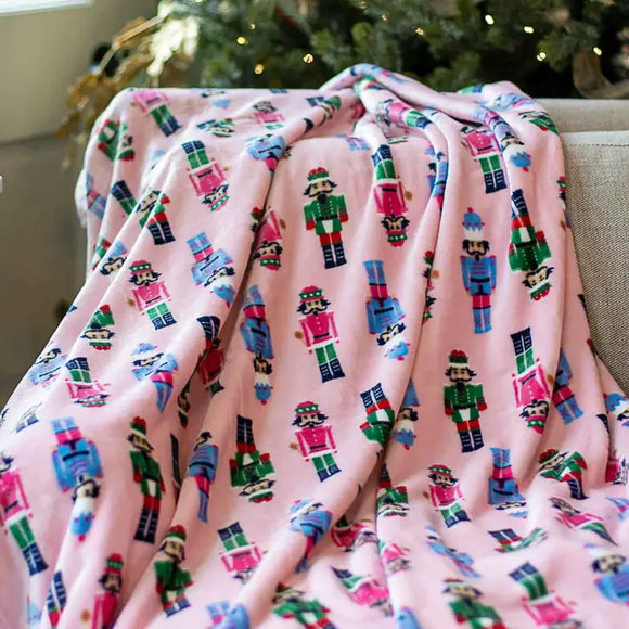 Nutcracker Cozy Throw Blanket | Pink