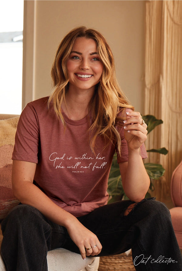 God Is Within Her Tee | Heather Mauve