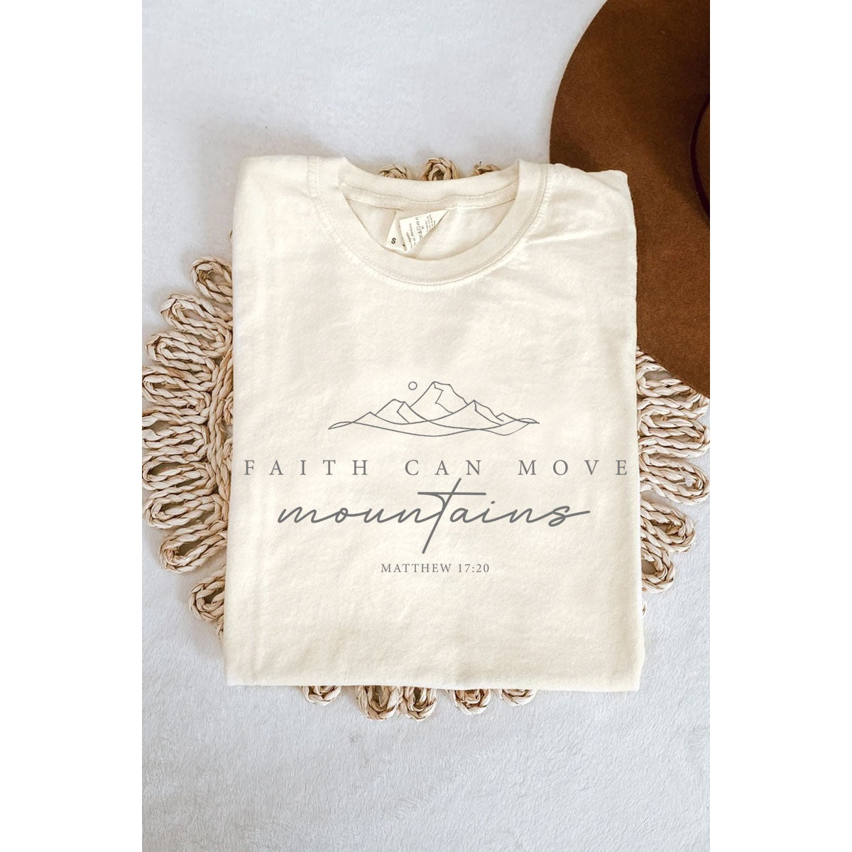 Faith Can Move Mountains Tee | Mineral Washed Cream
