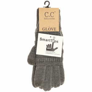 C.C Cable Knit Smart Touch Gloves | Dark Grey