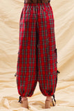Plaid Loose Fit Jogger Pants | Red