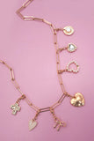 Gold Charm Necklace | Bow Heart Removeable Charms