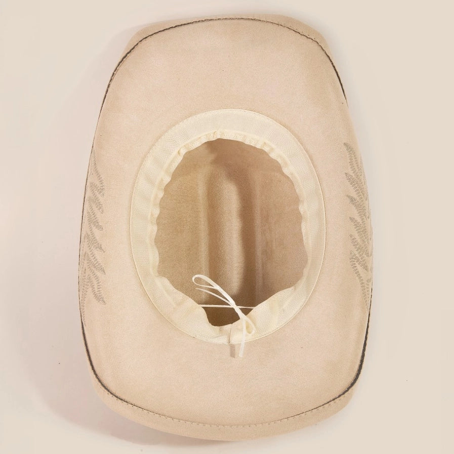 Braided Band Embroidered Cowboy Hat | Khaki
