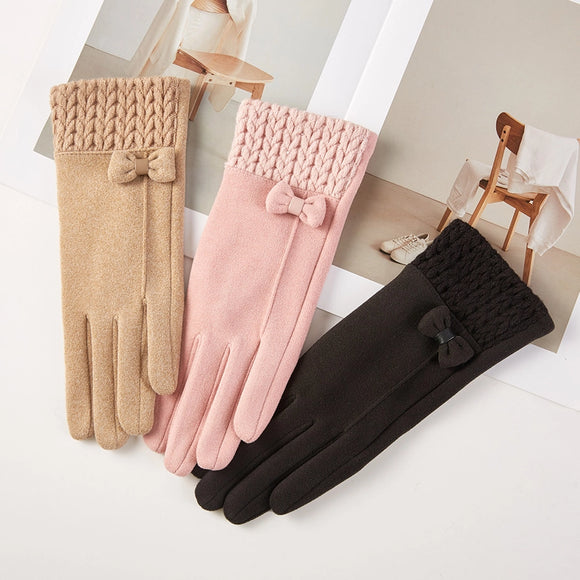*DOORBUSTER DEAL Bow Knit Cuff Smart Touch Gloves