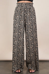 Wide Leg Pleated Pants | Leopard