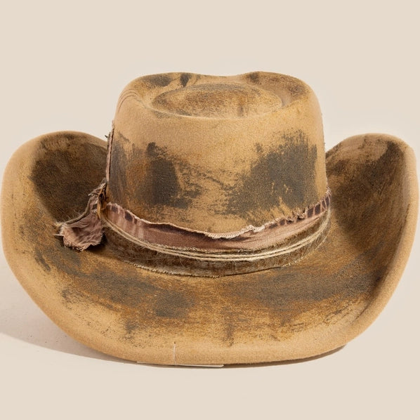 Distressed Western Cowboy Hat | Light Brown