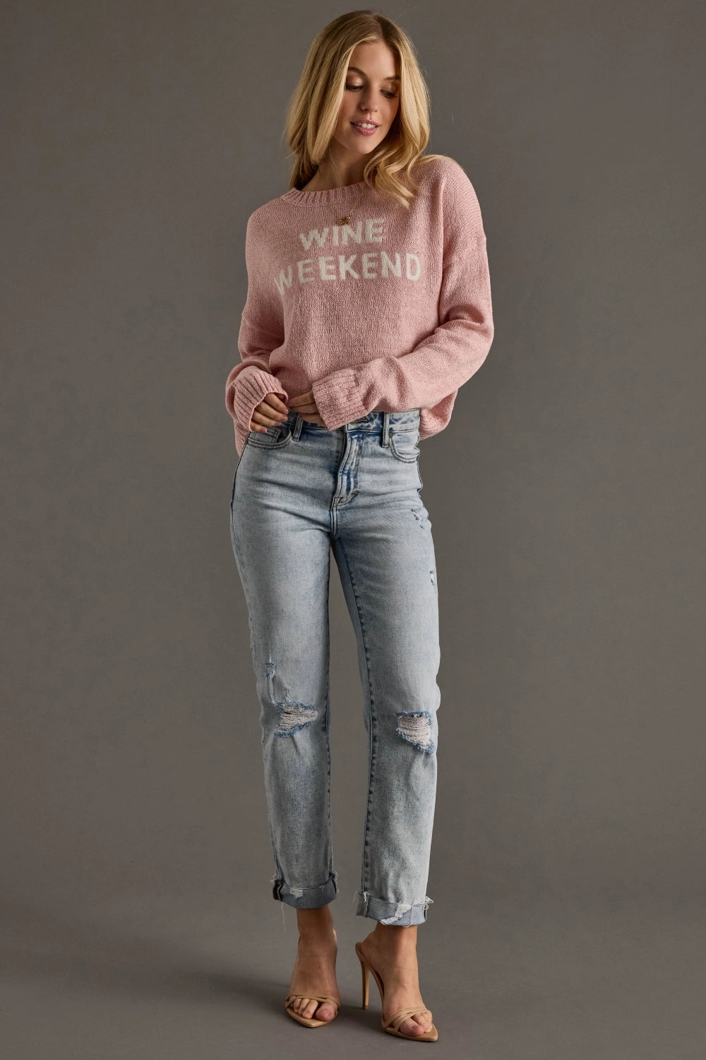 Wine Weekend Lightweight Sweater Top | Pink