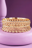 Textured Metal 7pc Bangle Bracelet Set | Gold
