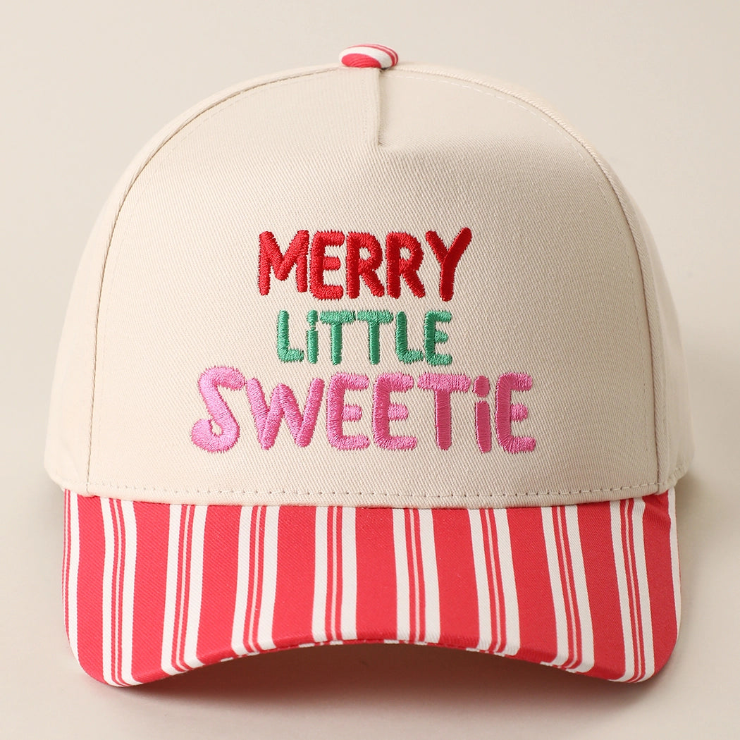 Merry Little Sweetie Stripe Cap | Red