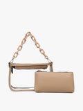 Jessica Clear Vegan Leather Crossbody | Taupe
