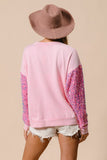 Bearded Santa Velvet Sequin Sweater Top | Pink
