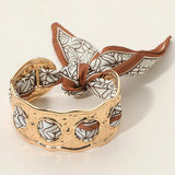 Scarf Tie Gold Cuff Bracelet | Camel