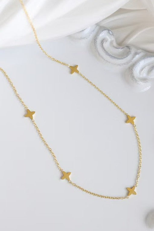 Stainless Mini Cross Necklace | Gold
