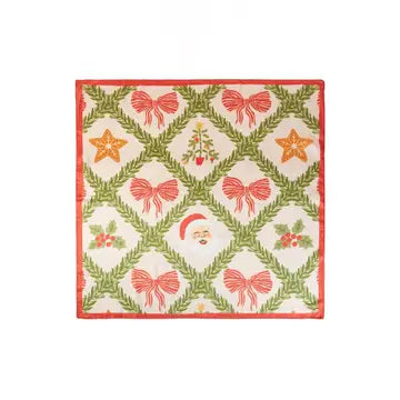 Vintage Santa Christmas Square Bandana Scarf | Red