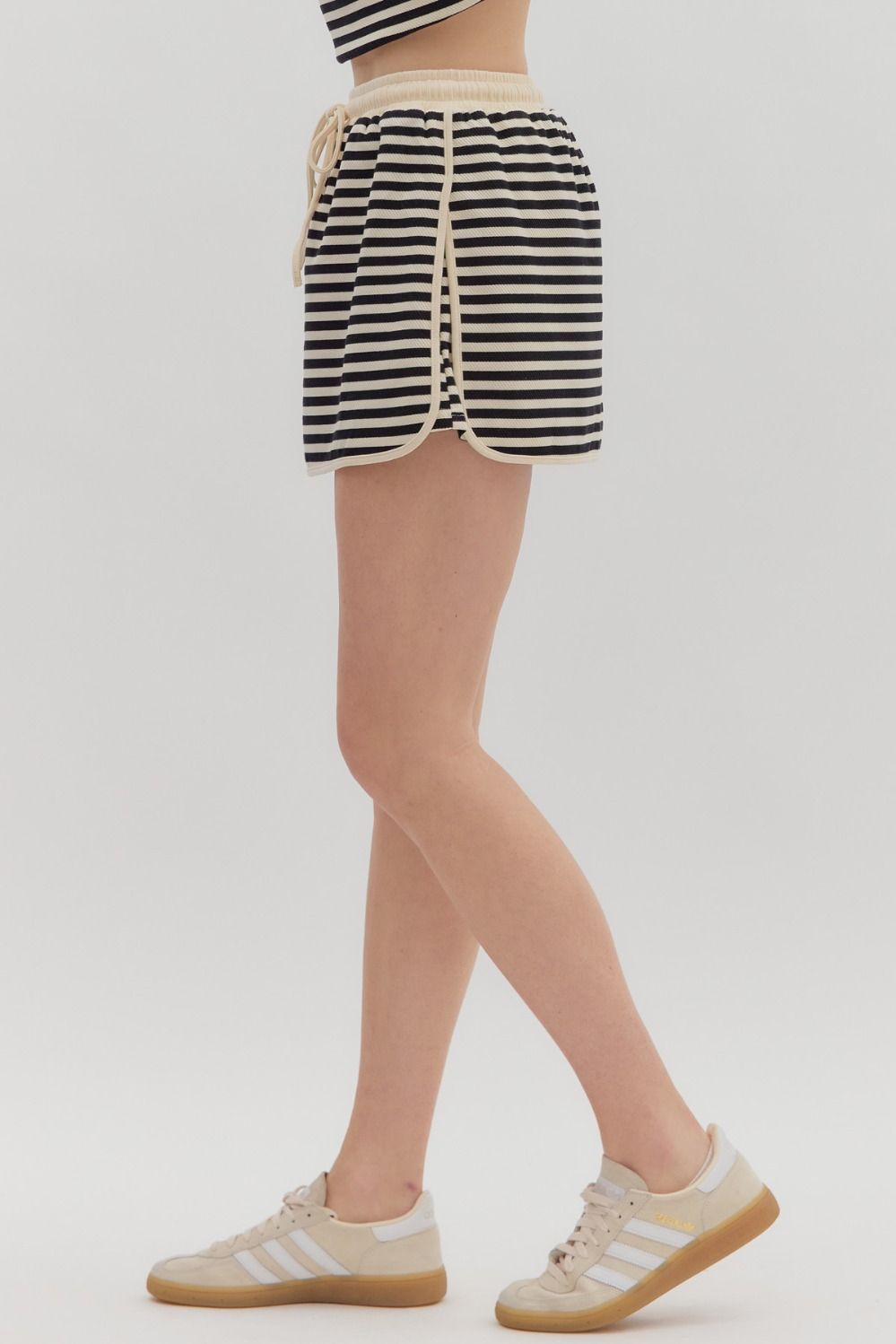 French Terry Striped 2pc Sweater + Skort Set | Black