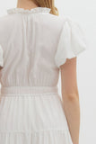 Split Neck Tiered Midi Dress | Off White