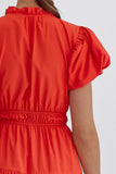 Solid Ruffled Midi Dress | Red