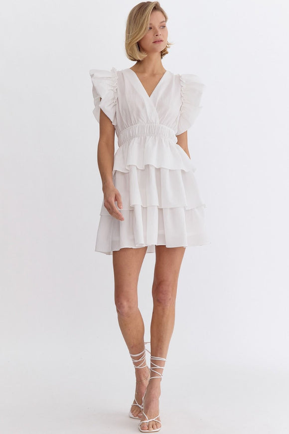 Ruffle Tiered Dress | White