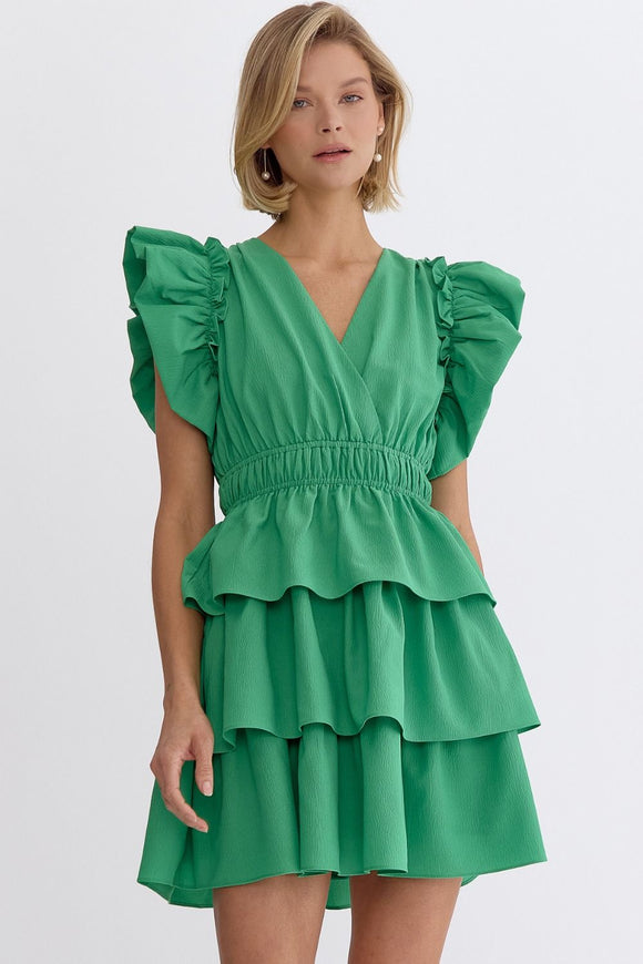 Ruffle Tiered Dress | Green
