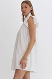 V-Neck Ruffle Detail Dress | White
