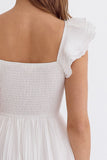 Smocked Midi Dress | White