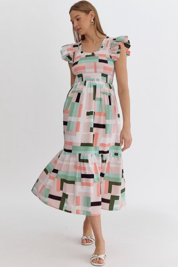 Modern Smocked Midi Dress | Light Pink