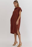 Corduroy Button Down Midi Dress | Rust