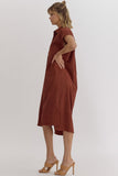 Corduroy Button Down Midi Dress | Rust