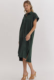 Corduroy Button Down Midi Dress | Forest