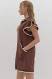 Ruffled Sleeve Dress | Brown