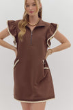 Ruffled Sleeve Dress | Brown