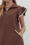 Ruffled Sleeve Dress | Brown