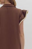 Ruffled Sleeve Dress | Brown