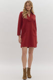 3/4 Sleeve Shift Dress | Brick