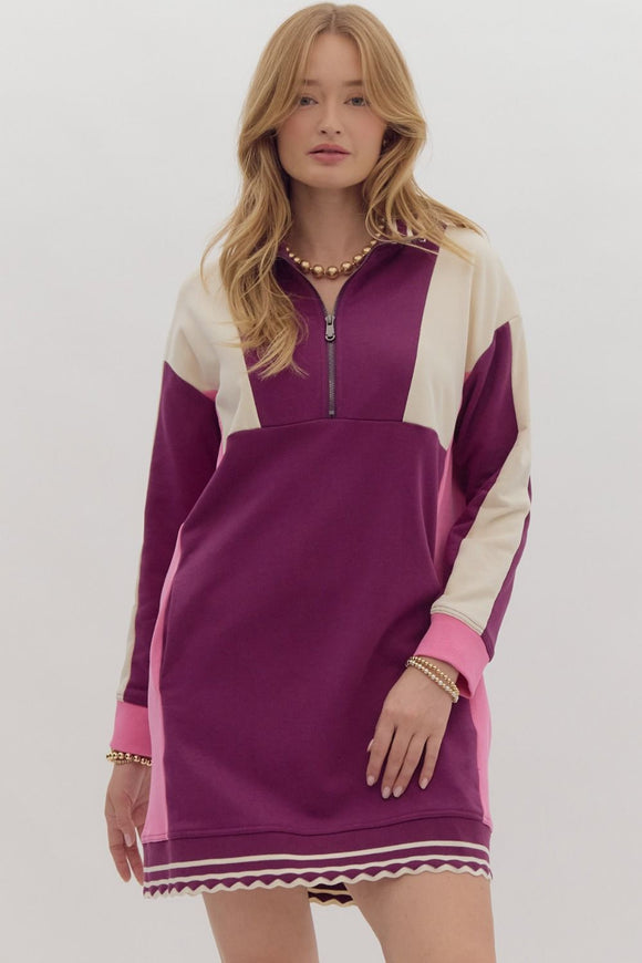 Color Block Collard Dress | Plum