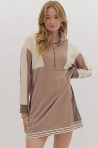 Color Block Collard Dress | Mocha