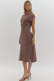 Striped Midi Dress | Brown