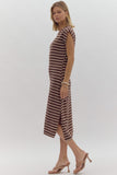 Striped Midi Dress | Brown