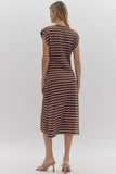 Striped Midi Dress | Brown