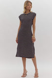 Striped Midi Dress | Black