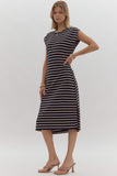 Striped Midi Dress | Black