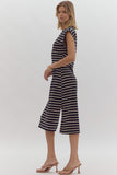 Striped Midi Dress | Black