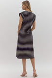 Striped Midi Dress | Black