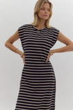 Striped Midi Dress | Black