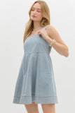 Denim Babydoll Strap Dress | Light